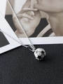 Soccer ball pendant necklace in black and white finish with a silver O-chain - Silver With Chain