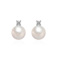 Eleganti orecchini a lobo in argento S925 con perle bianche e brillanti zirconi cubici - Argento 925 / Argento