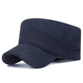 Gorra militar de lana negra para hombre con forro polar cálido para el invierno - Ajustable / Azul marino