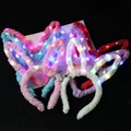Set of four LED glowing plush rabbit ear headbands in pink, blue, white, and red colors - Bunny Ear Headband / 14 LED Plush Mix