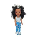 Black vinyl reborn doll in blue top and floral pants with built-in music player - 32CM Girl Doll Style 3