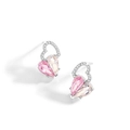 Pink and champagne heart-shaped stud earrings in silver base with shimmering accents - Heart Stud Earrings (E0186) / 925 Silver