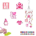 DIY Valentine Diamond Painting Wind Chime Kit featuring pink Love Gnomes and crystals - Gnome Envelope LOVE Style