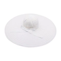 Elegant white wide-brim sun hat with decorative ribbon bow for summer beach vacation - White
