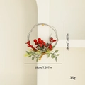 Ghirlanda natalizia artificiale con bacche rosse e pigne su vite grigia, 18 cm di diametro - Ghirlanda Piccola di Bacche Rosse