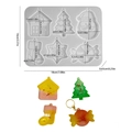 6-shape Christmas silicone resin mold set for DIY tree hanging ornaments and keychains - House Snowman Style (NO.2 Christmas Hanging Pendant)