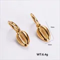 Exquisite gold shell-shaped stainless steel drop earrings with 19mm detailed pendants - Amleh043