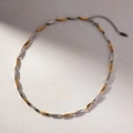 Modern minimalist two-tone stainless steel link necklace in gold and silver finish - Geometric Shuttle Two-tone (yu)