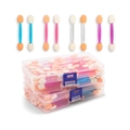 Double-ended sponge eyeshadow applicators in colorful sticks with transparent storage boxes - 6.5cm Mixed 4-Color Handle Skin White Sponge - 120 Pcs Box