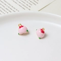 Pair of mini pink peach pendants with gold rings for DIY jewelry making and earrings - 06#Peach No.1 (10*12mm)