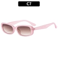Pink square sunglasses with gradient brown lenses and silver heart studs on the frame - Pink Frame Gradient Tea Lens