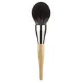 Oversized powder brush with soft black bristles, silver metal ferrule and wooden handle - Style 4 Black Bristles Straight Handle