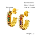 Pendientes en U de acero inoxidable dorado de 18k con incrustaciones de strass - Circonita de Colores