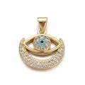 Gold evil eye charm pendant with white and blue sparkling zircon stones for jewelry DIY - DBN171-08 Crown Eye Pendant