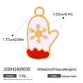 Detailed size specifications for a stainless steel Christmas glove pendant charm - White Glove