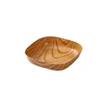 Vassoio alimentare quadrato profondo con venature del legno marrone scuro su sfondo bianco - Wood Grain / Piatto Piccolo 14cm