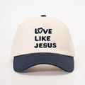 Love Like Jesus embroidered baseball cap in cream and navy blue contrast colors - Cream/Navy Blue