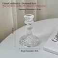 French vintage crystal glass candle holder with diamond texture and 10.2cm height - Diamond Pattern Single Stem Glass Candle Holder