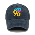 Berretto da baseball in cotone lavato vintage con stampa retrò I LOVE THE 90s - M(56-58cm) / Blu navy