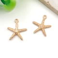 Zwei goldene Seestern-Anhänger für DIY-Schmuckherstellung mit strukturierter Oberfläche - Ozean Großer Seestern (18.5x20mm)
