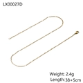 Detail view of a 38cm gold snake chain necklace with lobster clasp and extension - Gold Fine Chain LX00027D