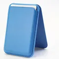 Navy blue lychee leather MagSafe wallet stand with magnetic flap for iPhone 16 - Blue