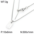 Silver stainless steel box chain necklace with rectangle letter A pendant - Silver Letter A Style (KN293667-Z)