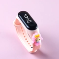 Pink cartoon sheep LED digital watch for kids with waterproof silicone strap - Nude Pink Bunny