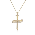Gold-plated copper necklace featuring a cross pendant with shimmering cubic zirconia - Nail Cross / Gold