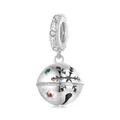 Exquisite S925 sterling silver Christmas bell charm with hollow snowflakes and colorful zircons - Snowflake Bell (SCC2650)