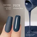 Plant-based gel nail polish in F078 Prussian Blue with matte and glossy finish effect - F078 Prussian Blue