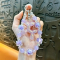 Cute purple balloon dog beaded phone strap with iridescent charms - Purple