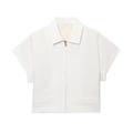 Giacca bianca a maniche corte da donna con colletto rialzato e chiusura a zip - XS / Bianco