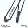 Black rectangular bar pendant necklace in polished stainless steel finish for men - Black Short Style (KN197587-Z)