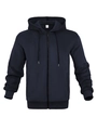 Detail der marineblauen Kapuzenjacke mit hochwertiger Wabenstruktur und Reißverschluss - S / Marineblau