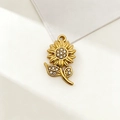 Golden sunflower pendant in stainless steel with sparkling clear crystal accents - Type 4-Sunflower-Gold