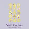 Violette und gelbe Kristall-Epoxid-Wachssiegel-Aufkleber für DIY-Umschlagdekoration - Winter Liebeslied