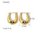 Spécifications de taille pour boucles d'oreilles œil porte-bonheur plaquées or 18 carats - Style Mauvais Oeil en U Doré (YYE023263)