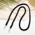 Handwoven black braided crossbody phone strap with silver swivel metal clasps - 14mm Width / Black (K2528)