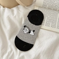 Chaussettes invisibles grises avec motif panda mignon et détails contrastés noirs - Taille unique / Chien Courant / Gris Foncé