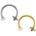 Close-up of gold and silver horseshoe rings featuring bee and honeycomb charms with crystals - #7 Bee & Honeycomb (Silver Plated)