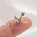Orecchino a perno in argento con tre stelle colorate in viola, verde e arancione - Stile Argento con Tripla Stella Viola Verde Arancione (1# Argento)