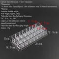 Detailed specs of 24-compartment clear acrylic lipstick organizer with measurements - Thickened 24-Grid Transparent Lipstick Rack
