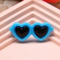 Miniature blue heart-shaped pet sunglasses for plush toys and dogs with black lenses - Small 2.9x1.2cm / Dark Blue