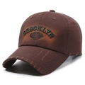 Cappellino baseball marrone scuro invecchiato con ricamo Brooklyn 1947 e stile vintage - Regolabile / caffè