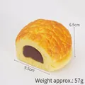Ρεαλιστικό παιχνίδι squishy ψωμάκι με χρυσή κρούστα και καφέ γέμιση, μέγεθος 9.5cm - Ψωμάκι Ανανά - Γεύση Σοκολάτα