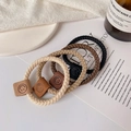 Elastic hair tie set in earth tones with smiley face charm in minimalist style - Dark Colors 4pcs (Loose)