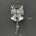 Silver Christmas hanging ornament with reindeer and bells, dimensions 34cm by 17cm - Silver Audible Bell