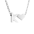 Collana in acciaio inossidabile argento con lettera K 3D e ciondolo a cuore lucido - K-Acciaio