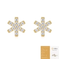Moissanite gold star stud earrings shown with a professional GRA certification report - E15302 Snowflake Style (With GRA Certificate)